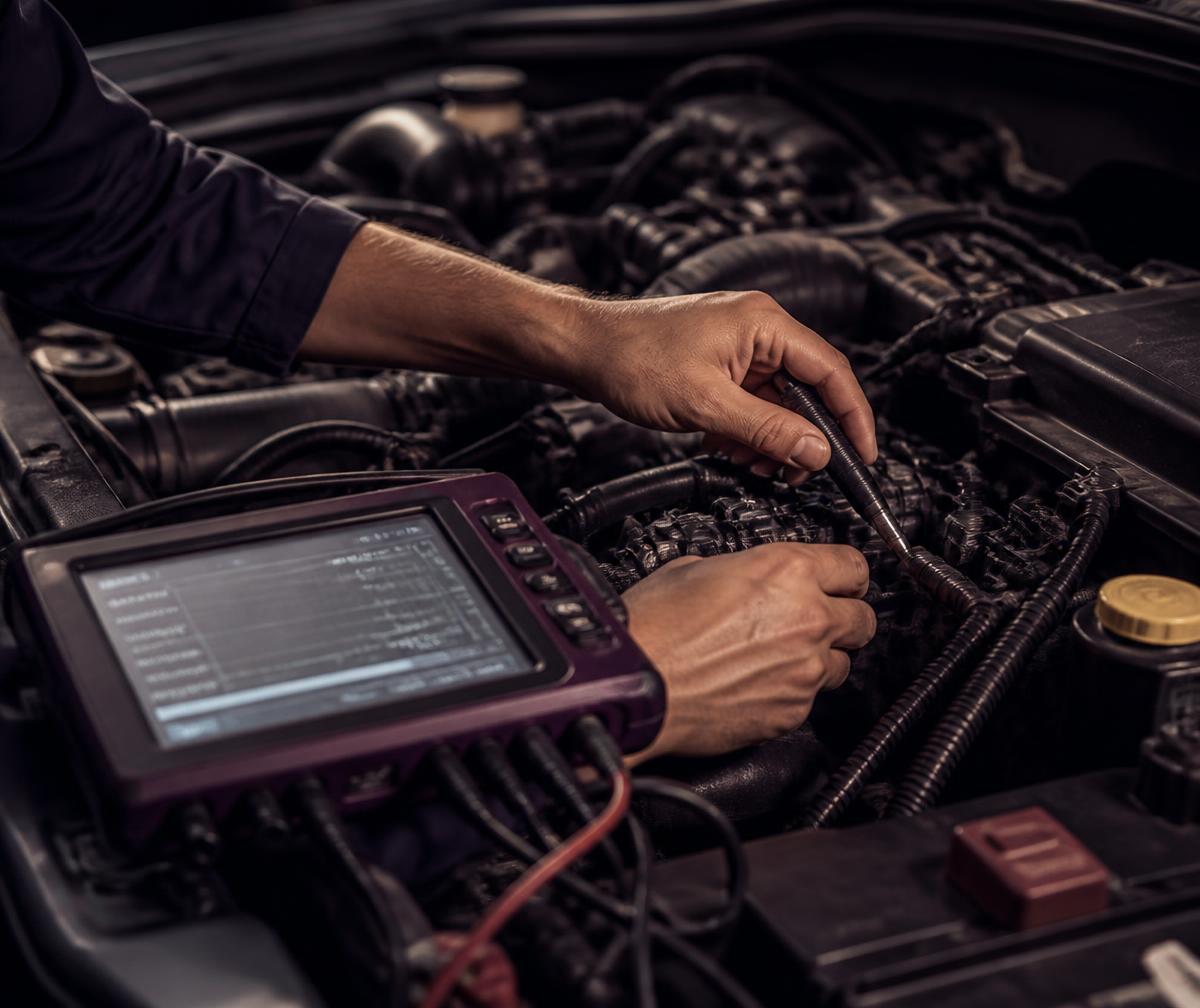 Automobilio variklio diagnostika su diagnostikos įranga